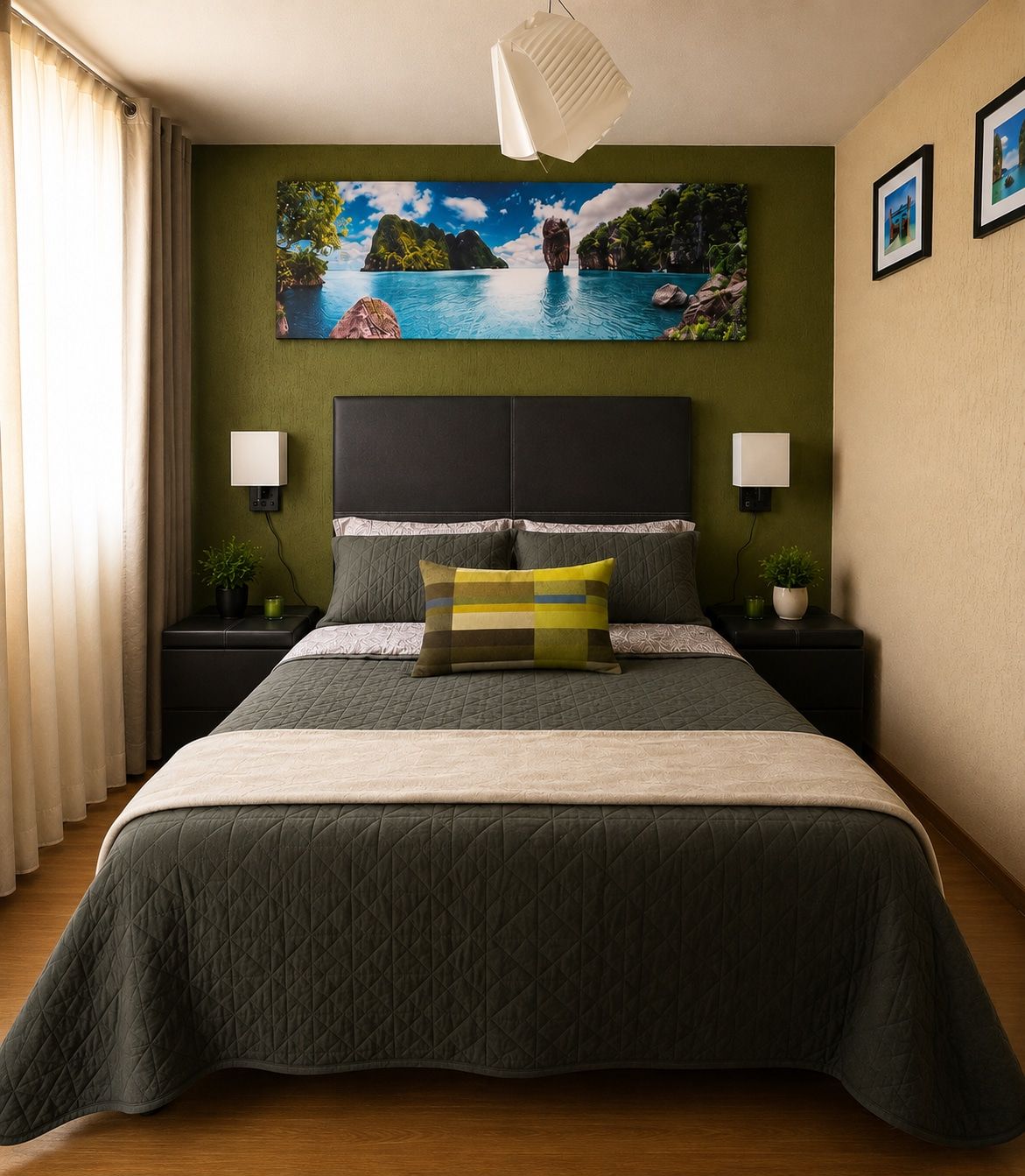 Recámara principal de Casa Mariposa, con cama matrimonial