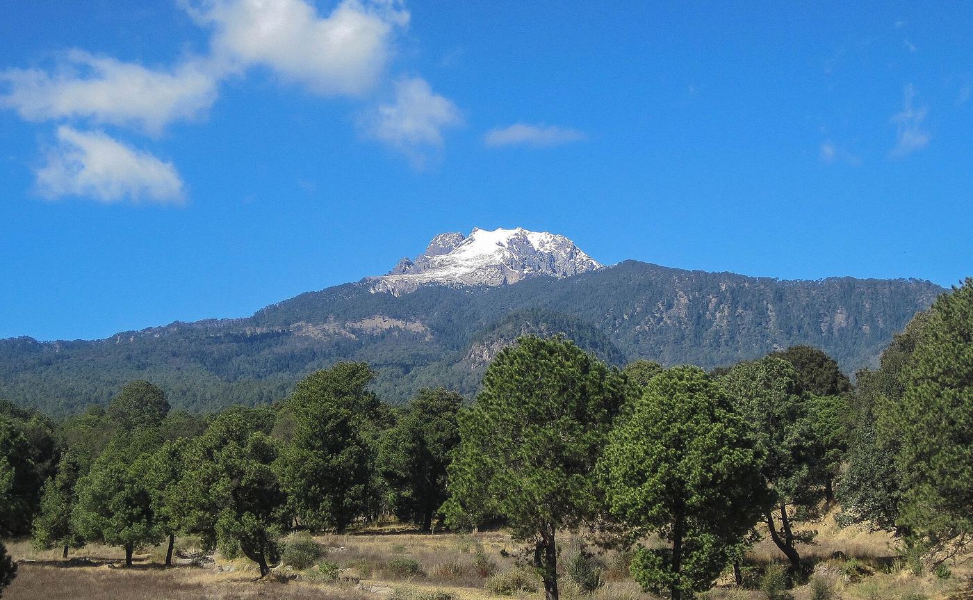 El volcán La Malinche nevado, visto desde Tlaxcala